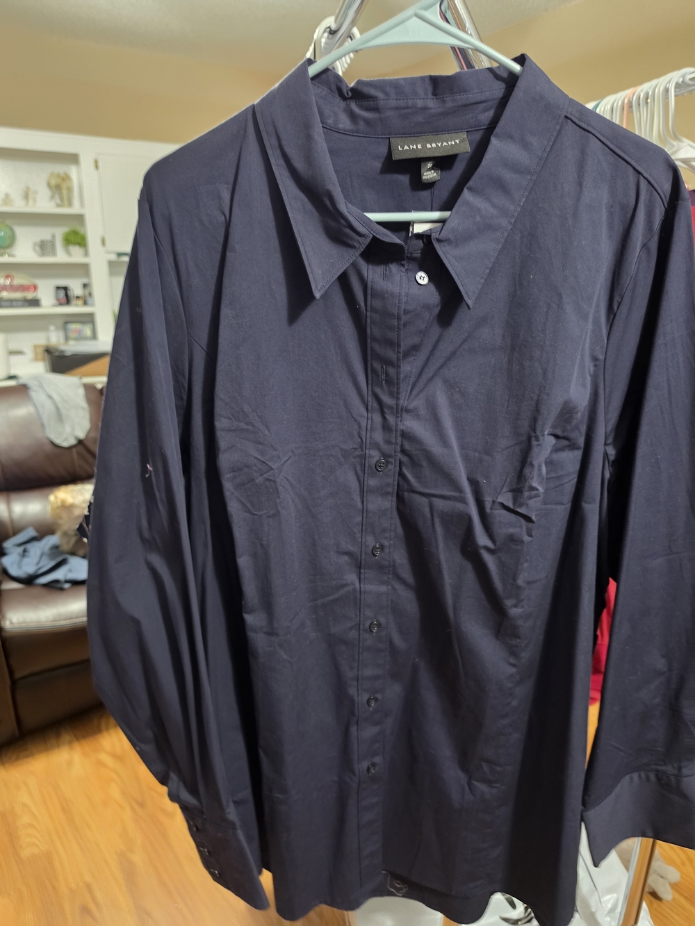 Lane Bryant Dark Navy Long-Sleeve Button-Up Shirt
